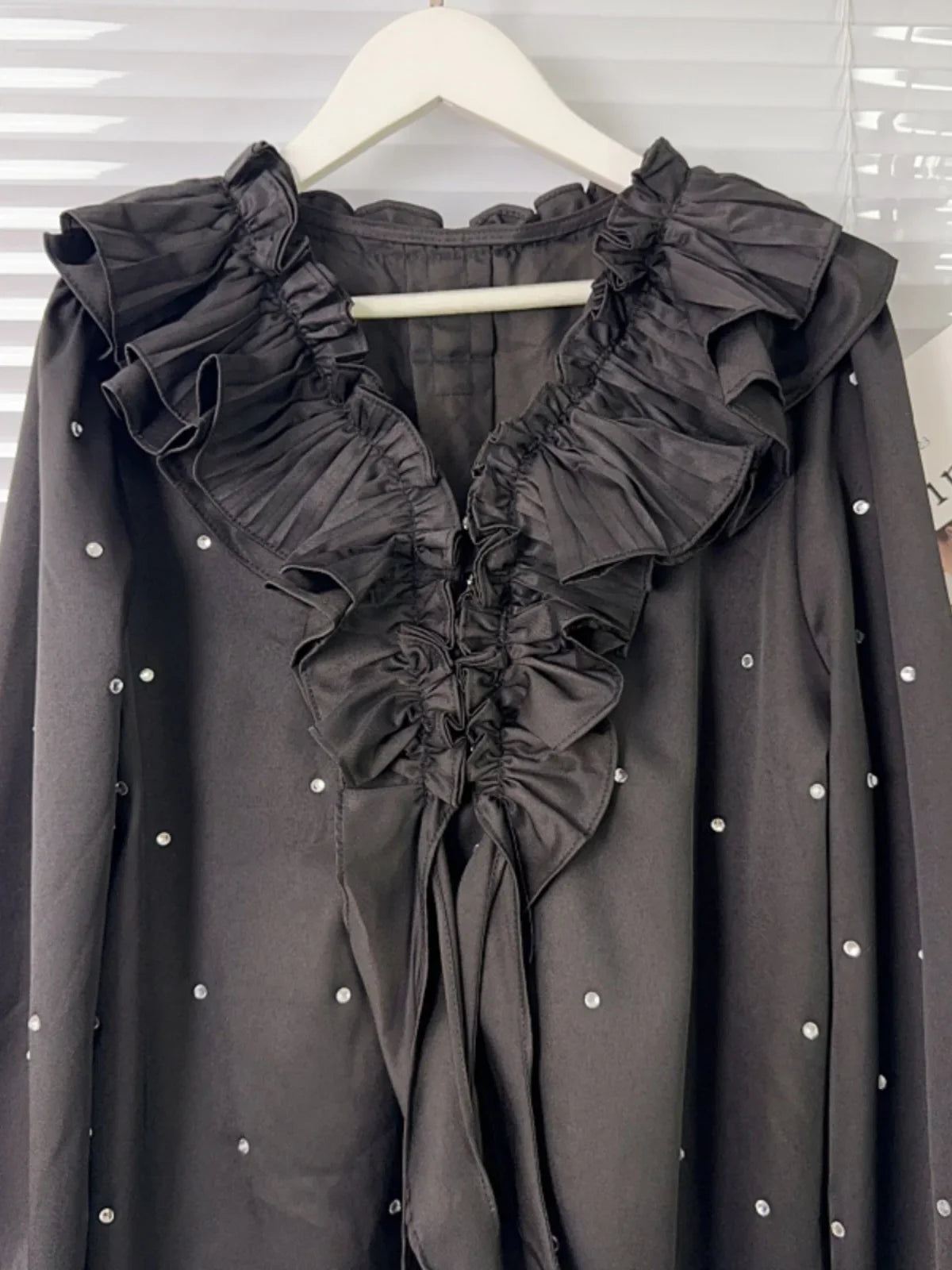 Hot Stamping Shirt Femme Elegant V-neck Blouse