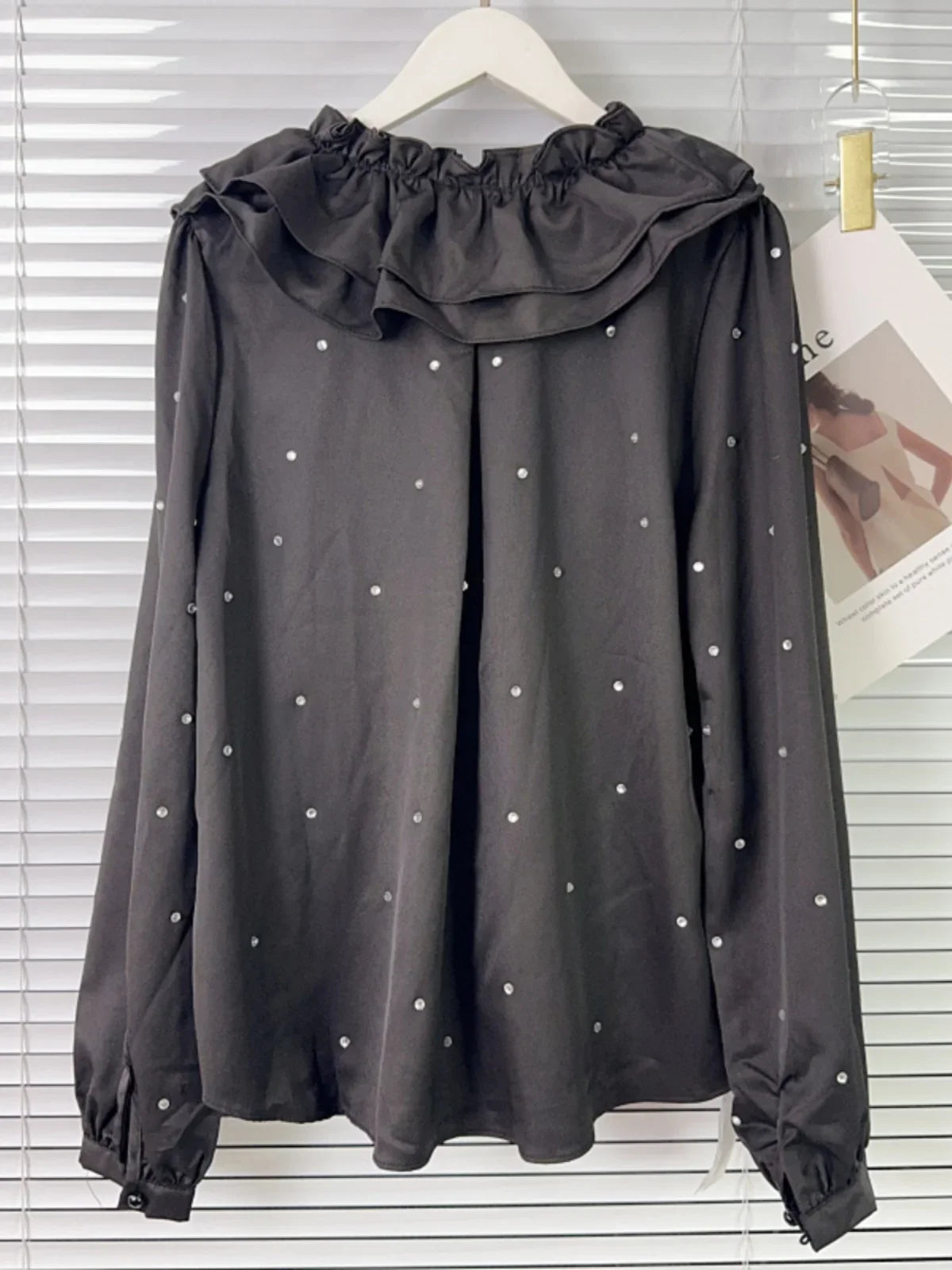 Hot Stamping Shirt Femme Elegant V-neck Blouse