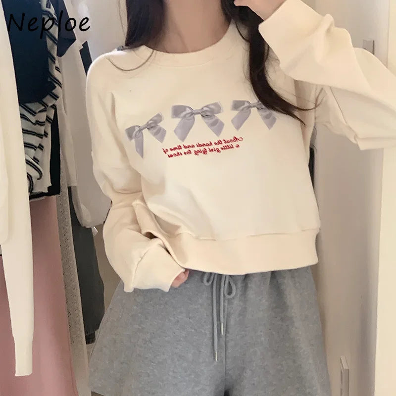 Hoodies Femme American Crop Long Sleeve Sweatshirt