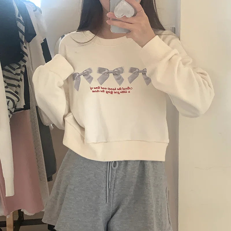 Hoodies Femme American Crop Long Sleeve Sweatshirt