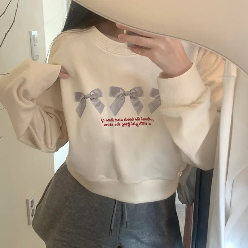 Hoodies Femme American Crop Long Sleeve Sweatshirt