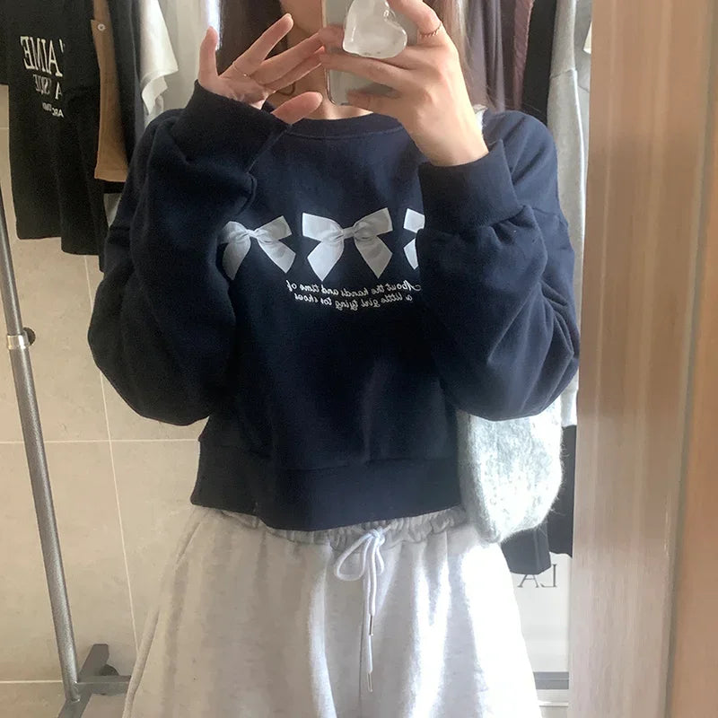 Hoodies Femme American Crop Long Sleeve Sweatshirt