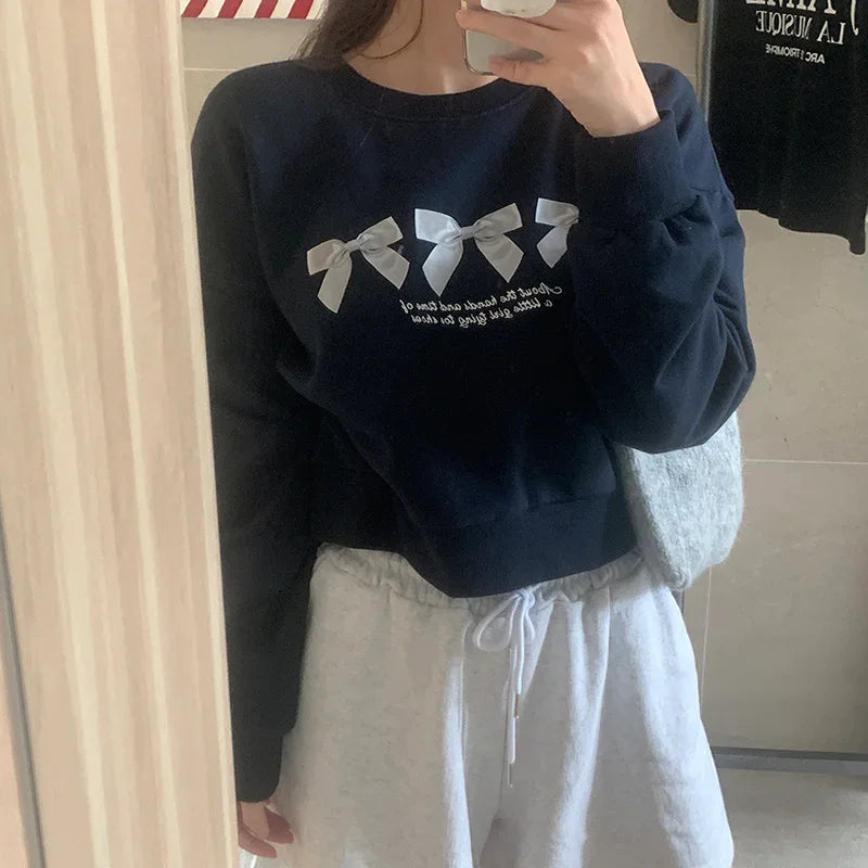 Hoodies Femme American Crop Long Sleeve Sweatshirt