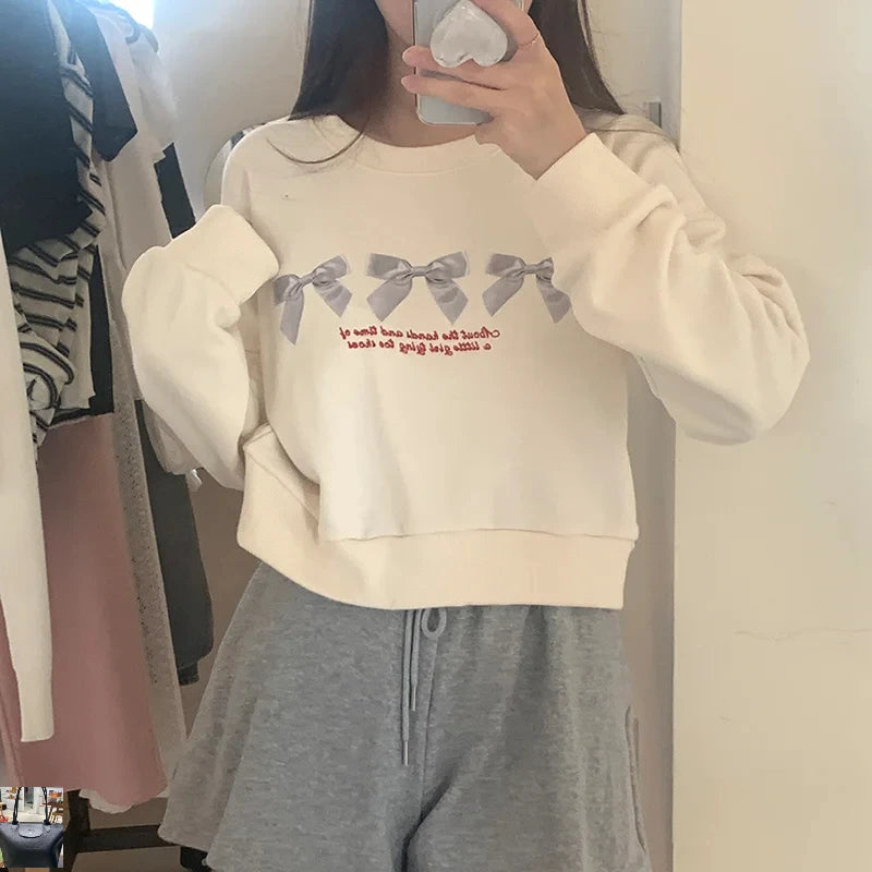 Hoodies Femme American Crop Long Sleeve Sweatshirt
