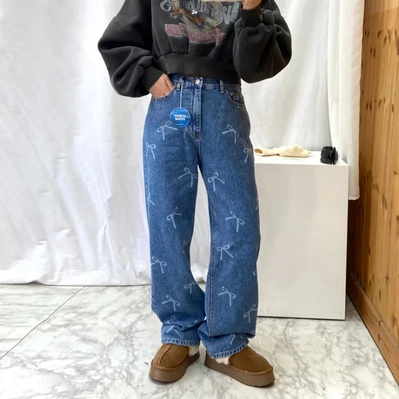Print Denim Pants Y2k High Waist Jeans SA047