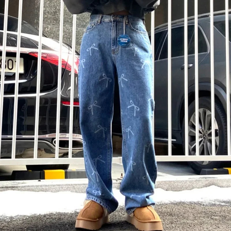 Print Denim Pants Y2k High Waist Jeans SA047