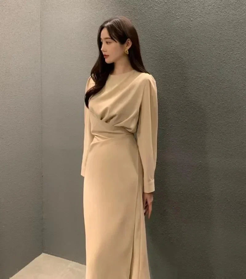 Long Sleeve Dress Femme Slimming Lace Up Vestidos 52B371
