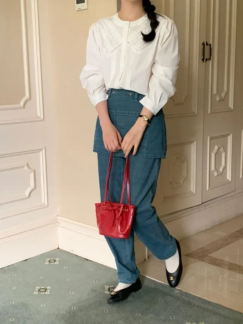 Long Sleeve Shirt Sweet O-Neck Blouses SA069