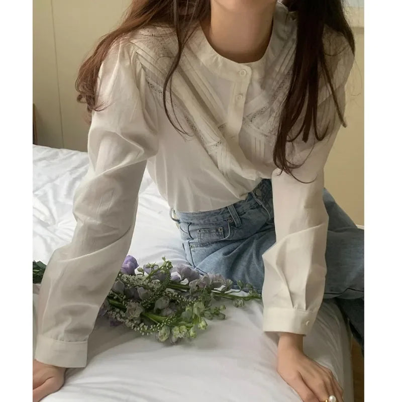 Long Sleeve Shirt Sweet O-Neck Blouses SA069