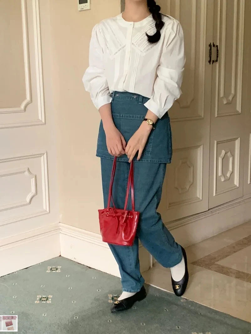 Long Sleeve Shirt Sweet O-Neck Blouses SA069
