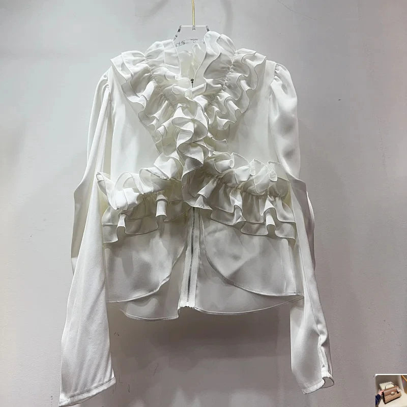 Lotus Leaf Edge Splicing Shirt SA061
