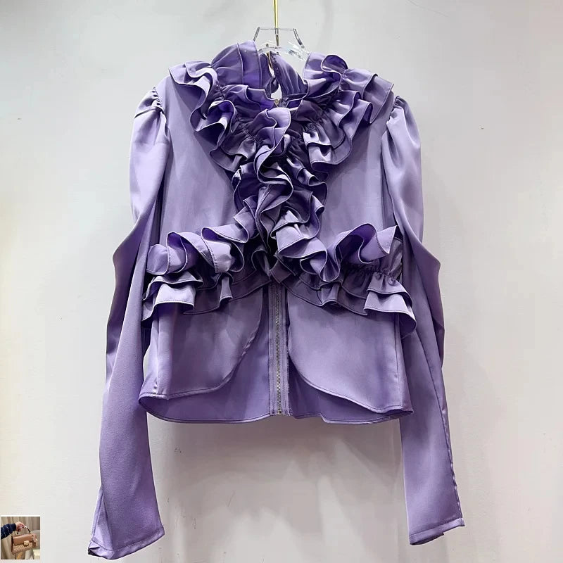 Lotus Leaf Edge Splicing Shirt SA061