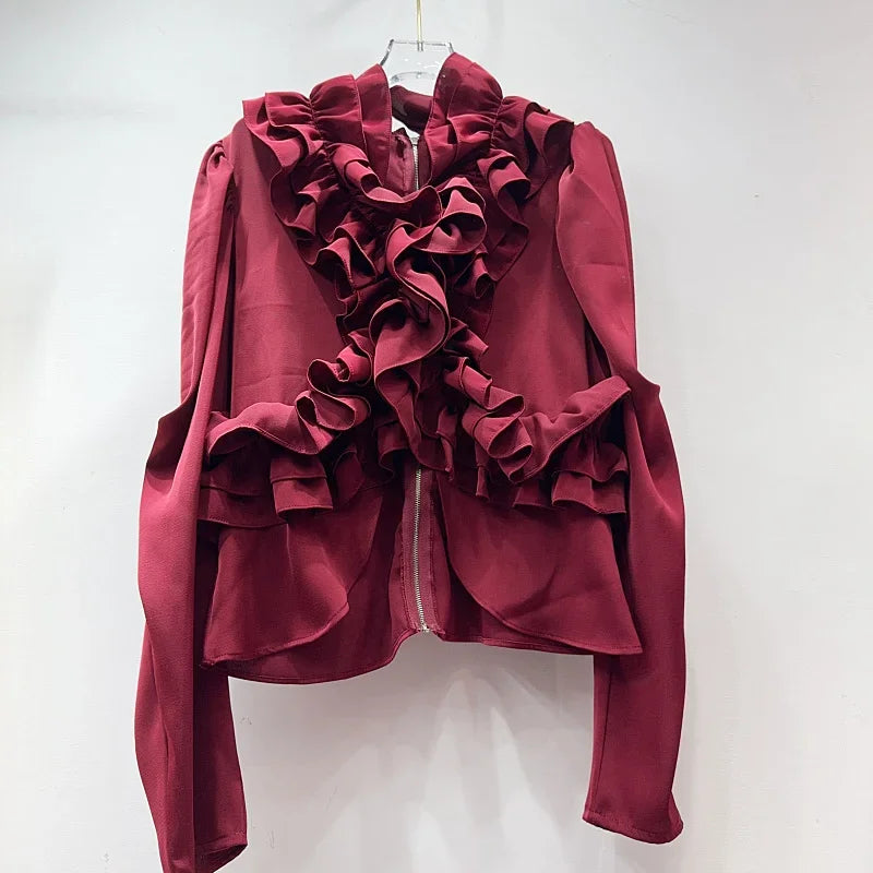 Lotus Leaf Edge Splicing Shirt SA061