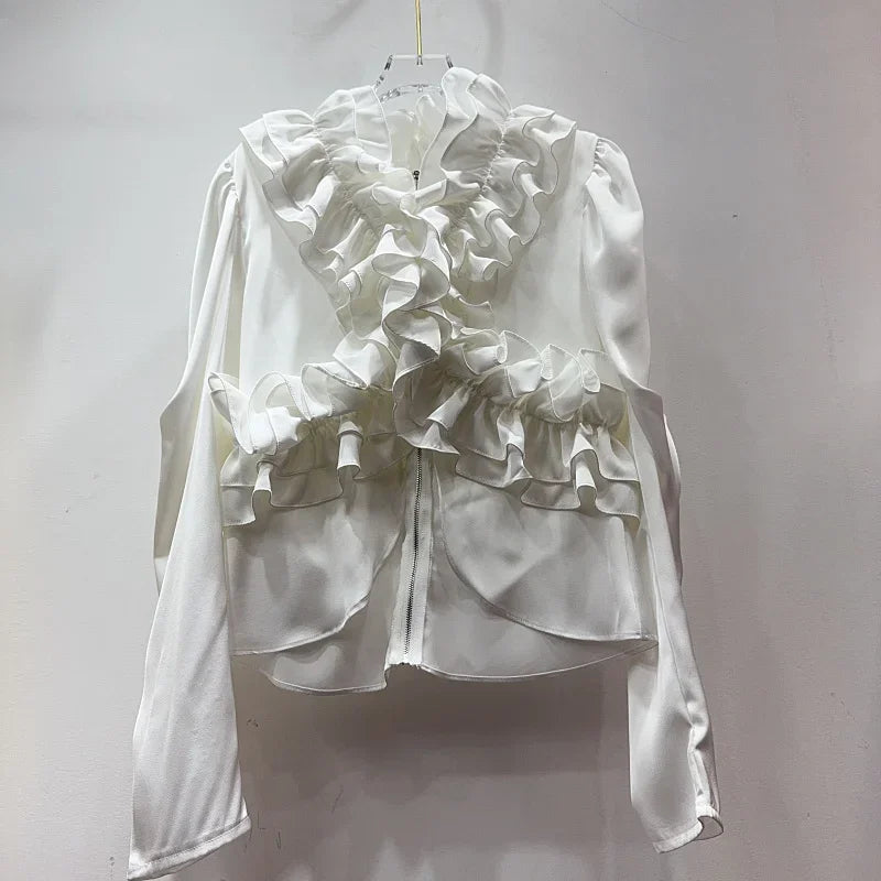 Lotus Leaf Edge Splicing Shirt SA061