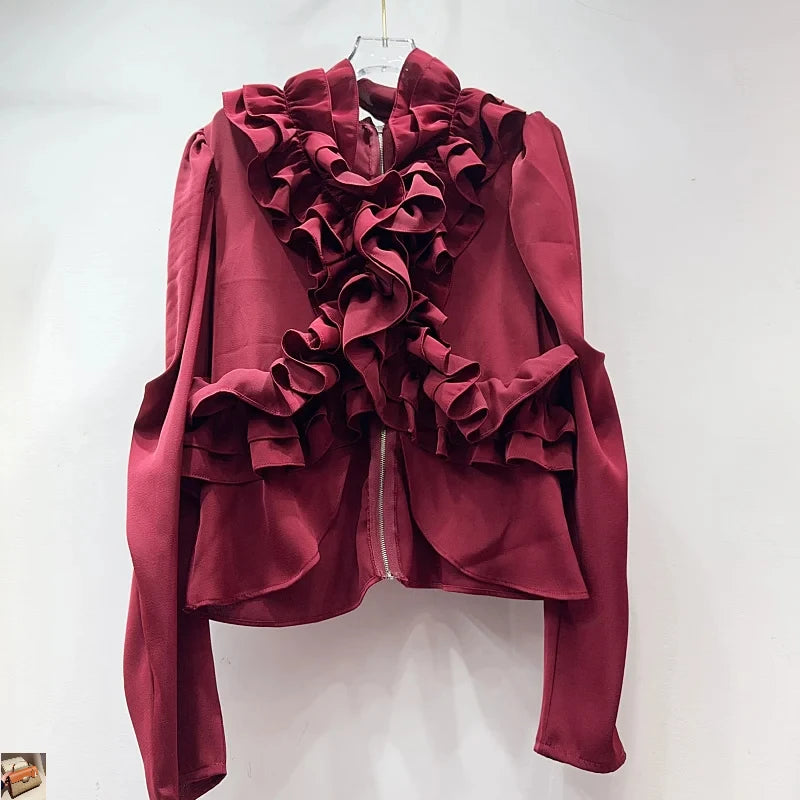 Lotus Leaf Edge Splicing Shirt SA061