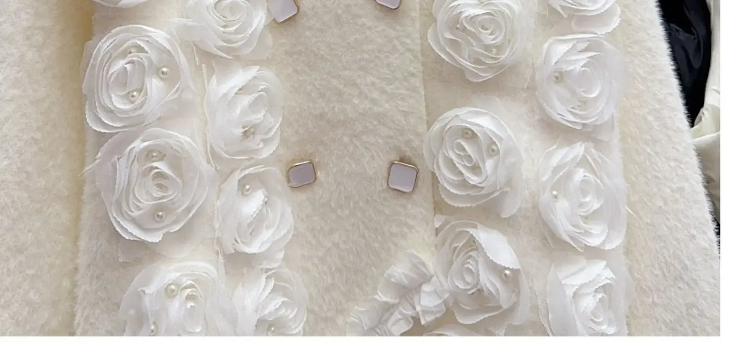 Heavy Industry Nail Bead Flower Mink Fur Coat SA114