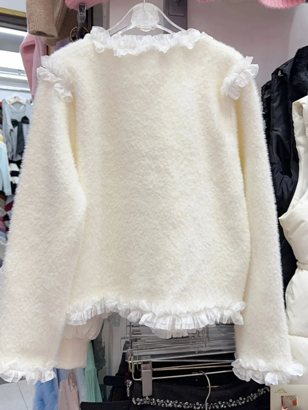 Heavy Industry Nail Bead Flower Mink Fur Coat SA114