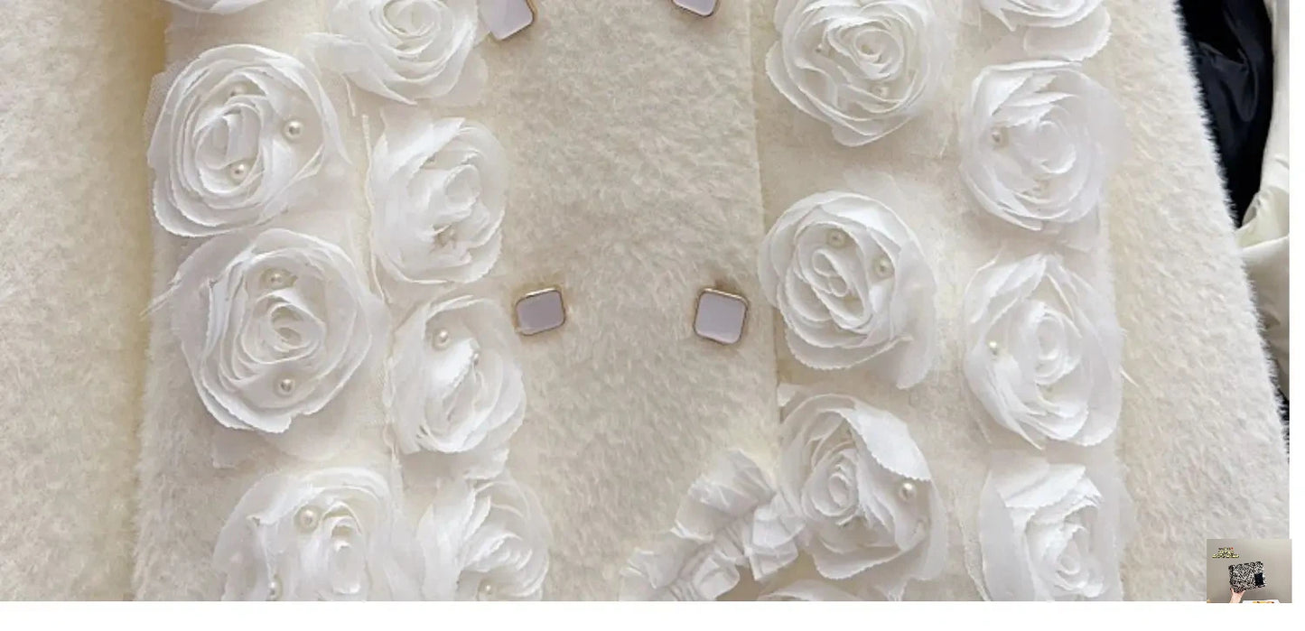 Heavy Industry Nail Bead Flower Mink Fur Coat SA114