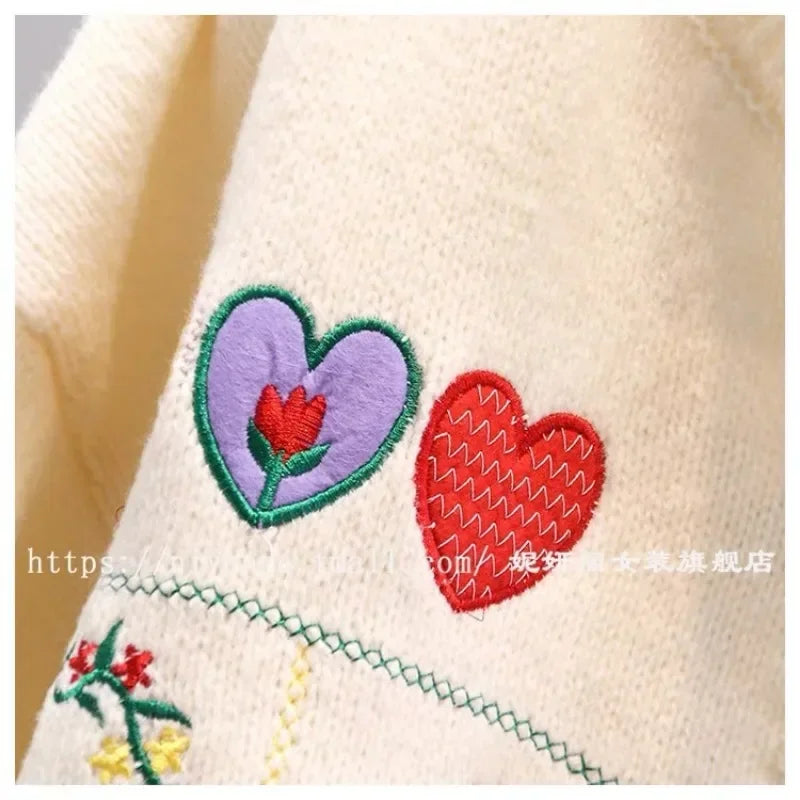 Embroidered Sweater Autumn Age Knitted Cardigan 52B369
