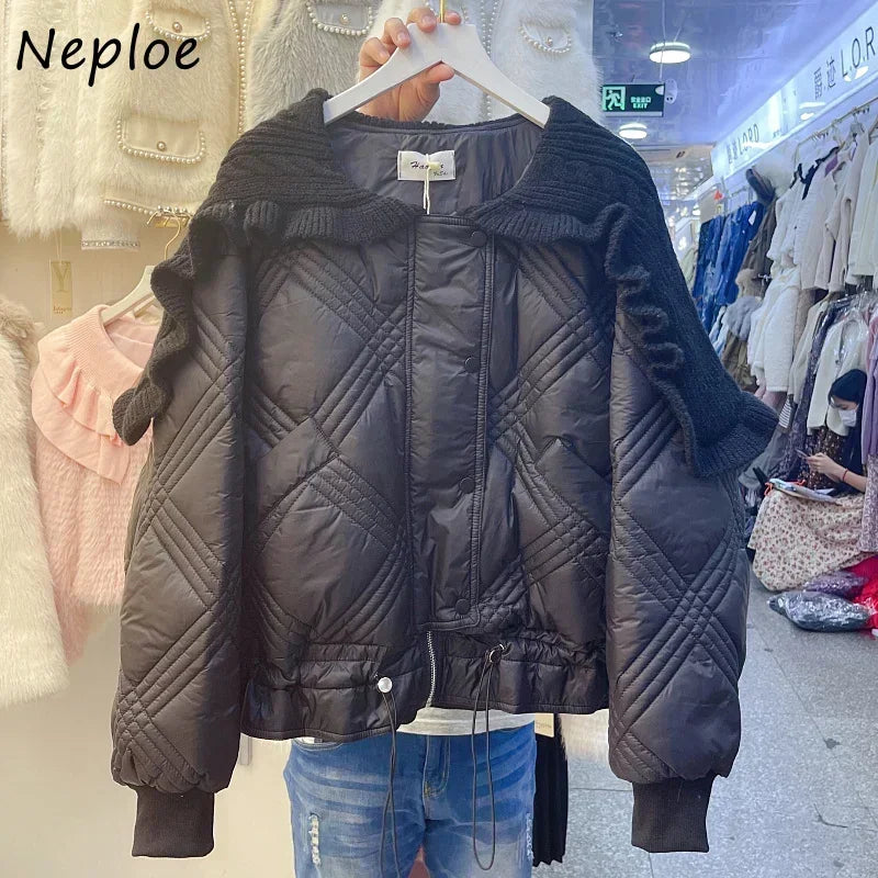 Turn Down Collar Single-breasted Drawstring Puffer Jacket SA-52B355