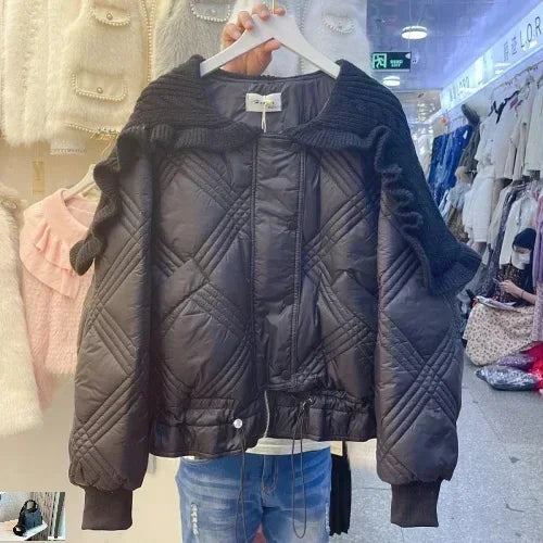 Turn Down Collar Single-breasted Drawstring Puffer Jacket SA-52B355