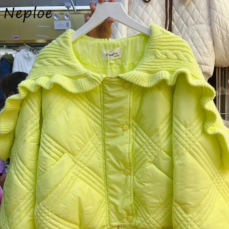 Turn Down Collar Single-breasted Drawstring Puffer Jacket SA-52B355