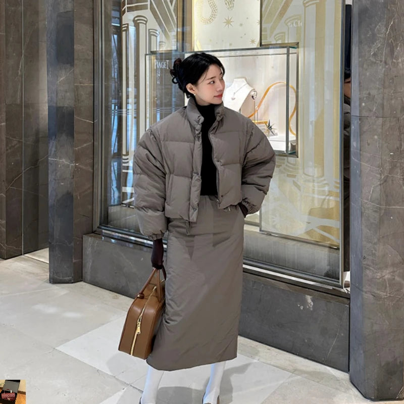 Y2K Stand Collar Long Sleeve Warm Parka