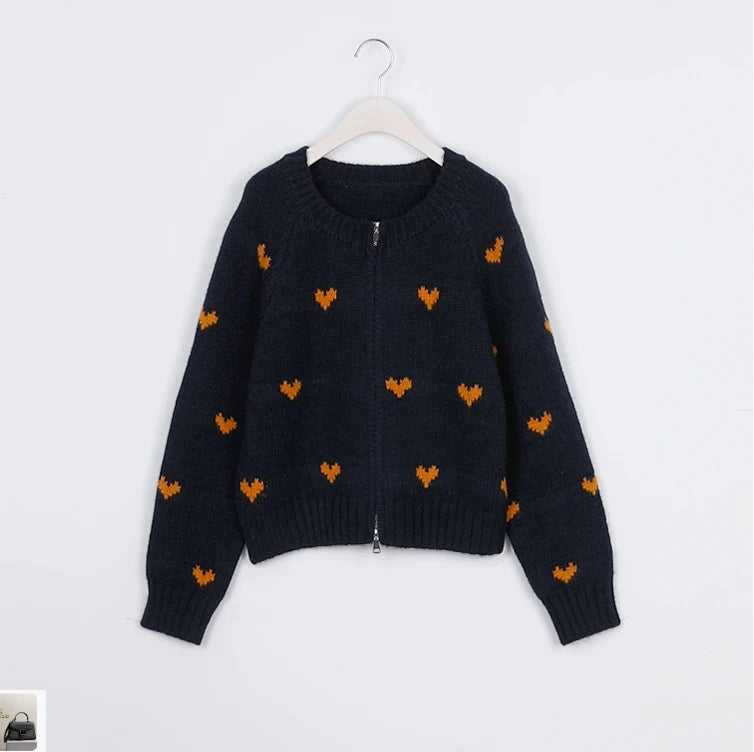 Chic Energetic Girl Simple Multi-Color Heart Knitted Sweater SA062