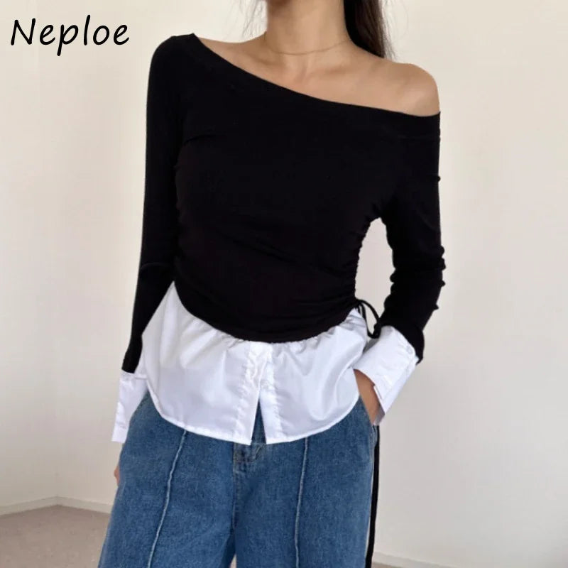 Splicing Fake Two Piece Design Tees SA077