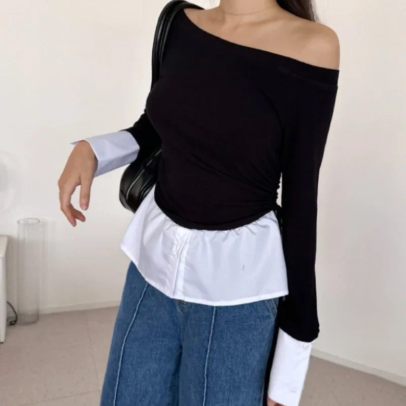 Splicing Fake Two Piece Design Tees SA077