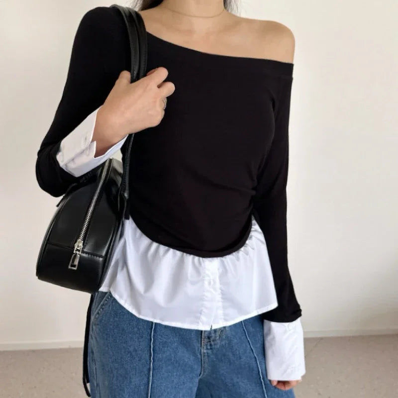 Splicing Fake Two Piece Design Tees SA077