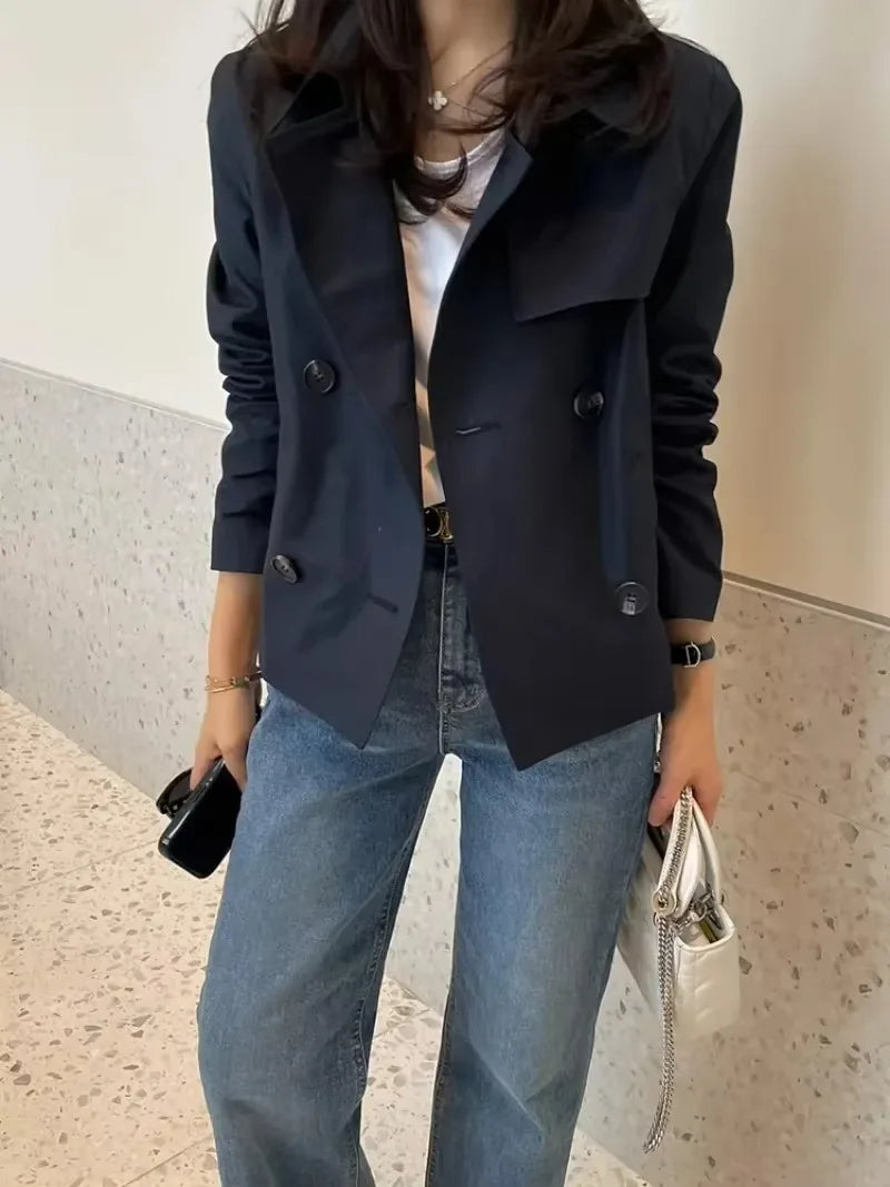 Double Breasted Lapel Collar Trench SA071