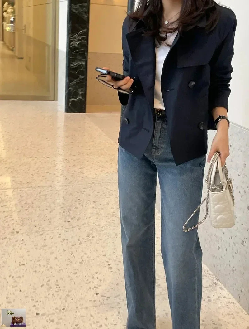 Double Breasted Lapel Collar Trench SA071
