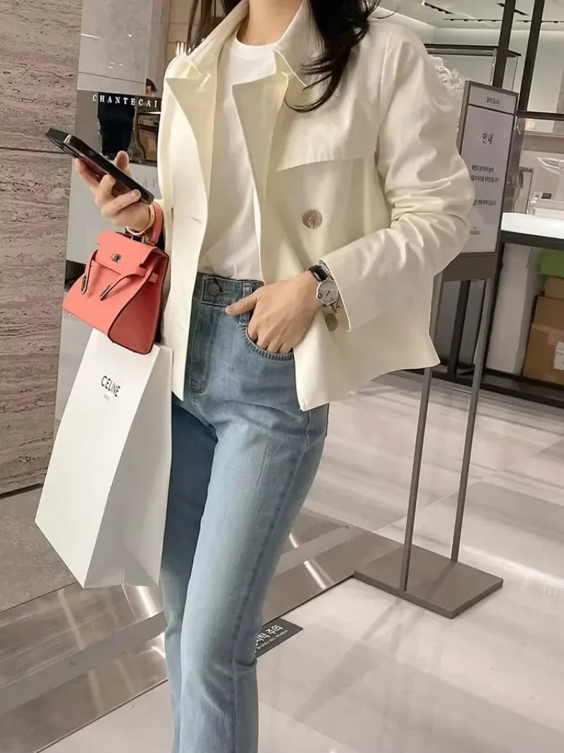 Double Breasted Lapel Collar Trench SA071