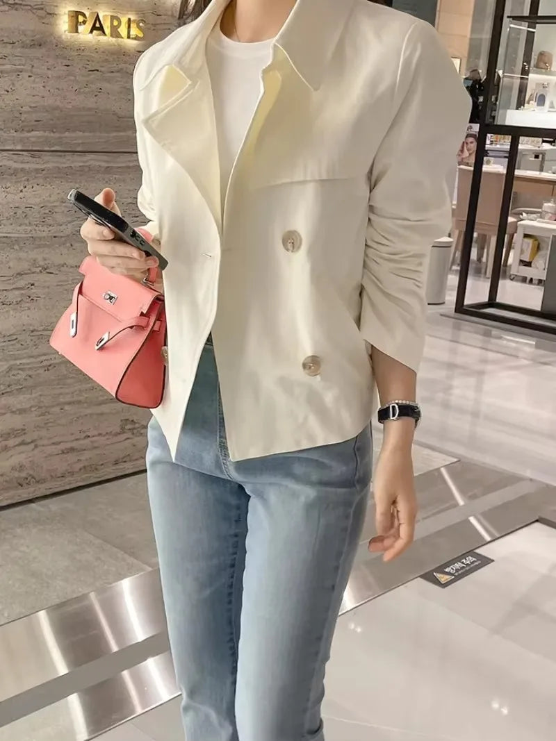 Double Breasted Lapel Collar Trench SA071