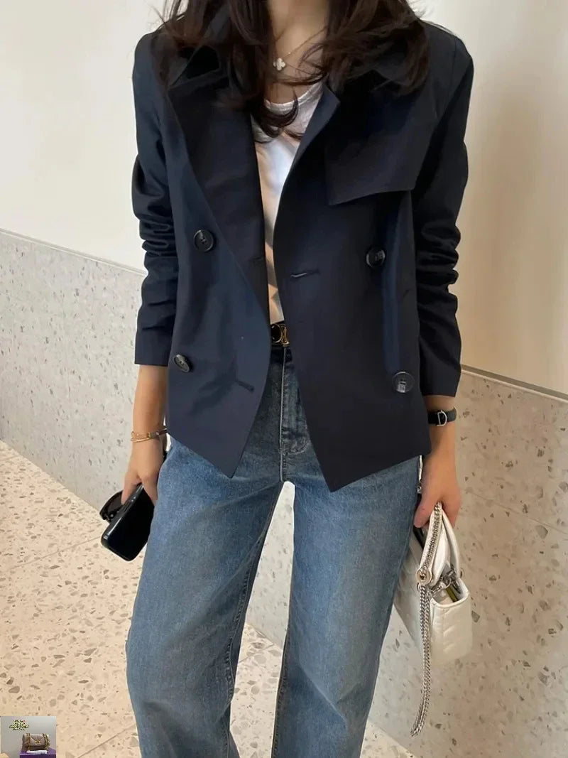 Double Breasted Lapel Collar Trench SA071