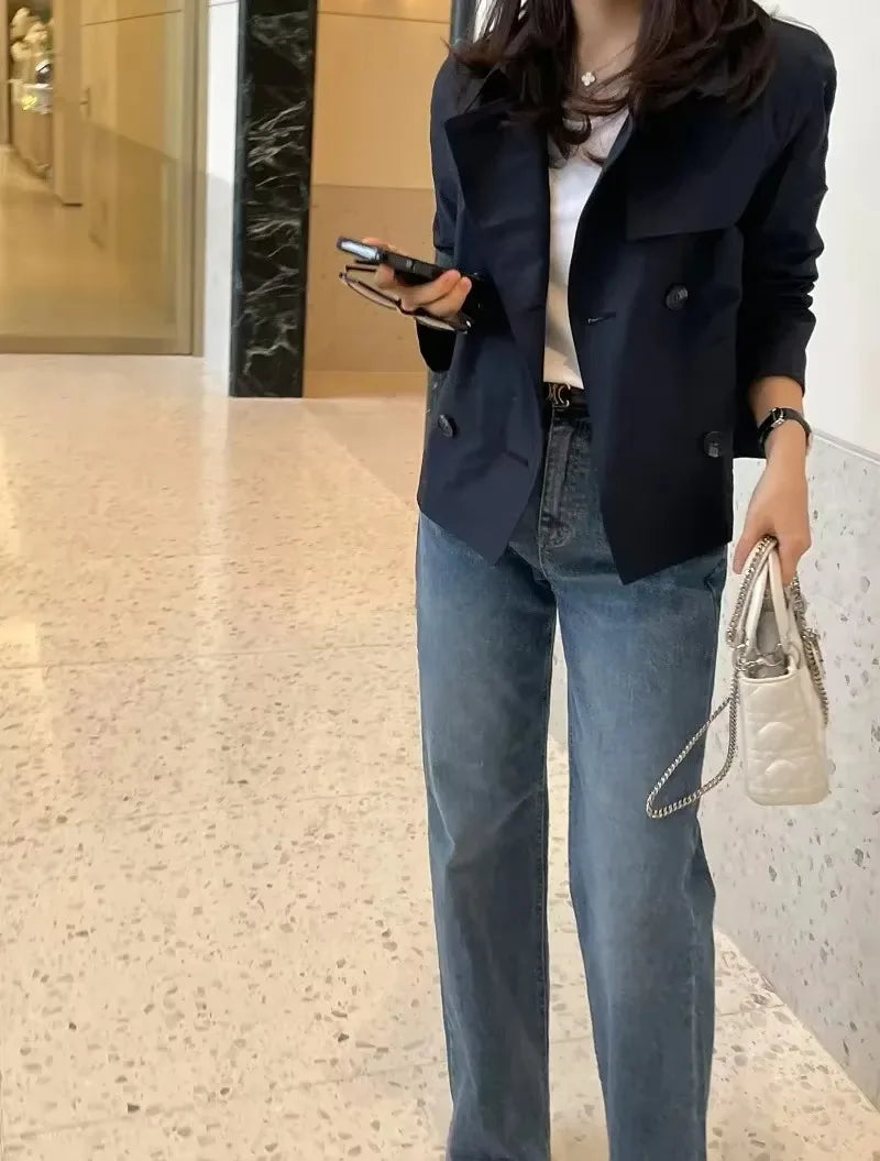 Double Breasted Lapel Collar Trench SA071