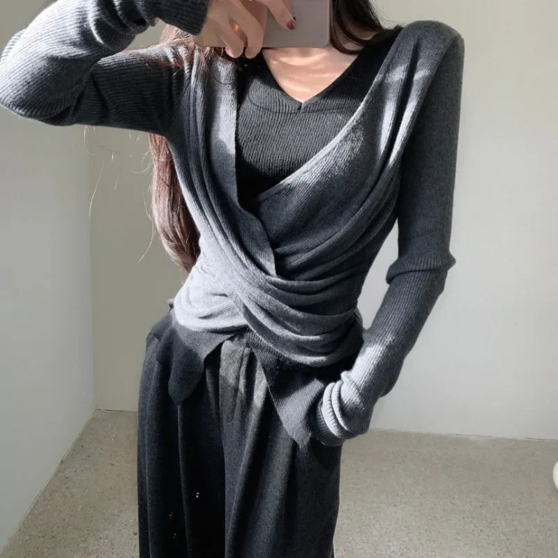 Fake Two-Piece Knitted Sweater Femme SA102