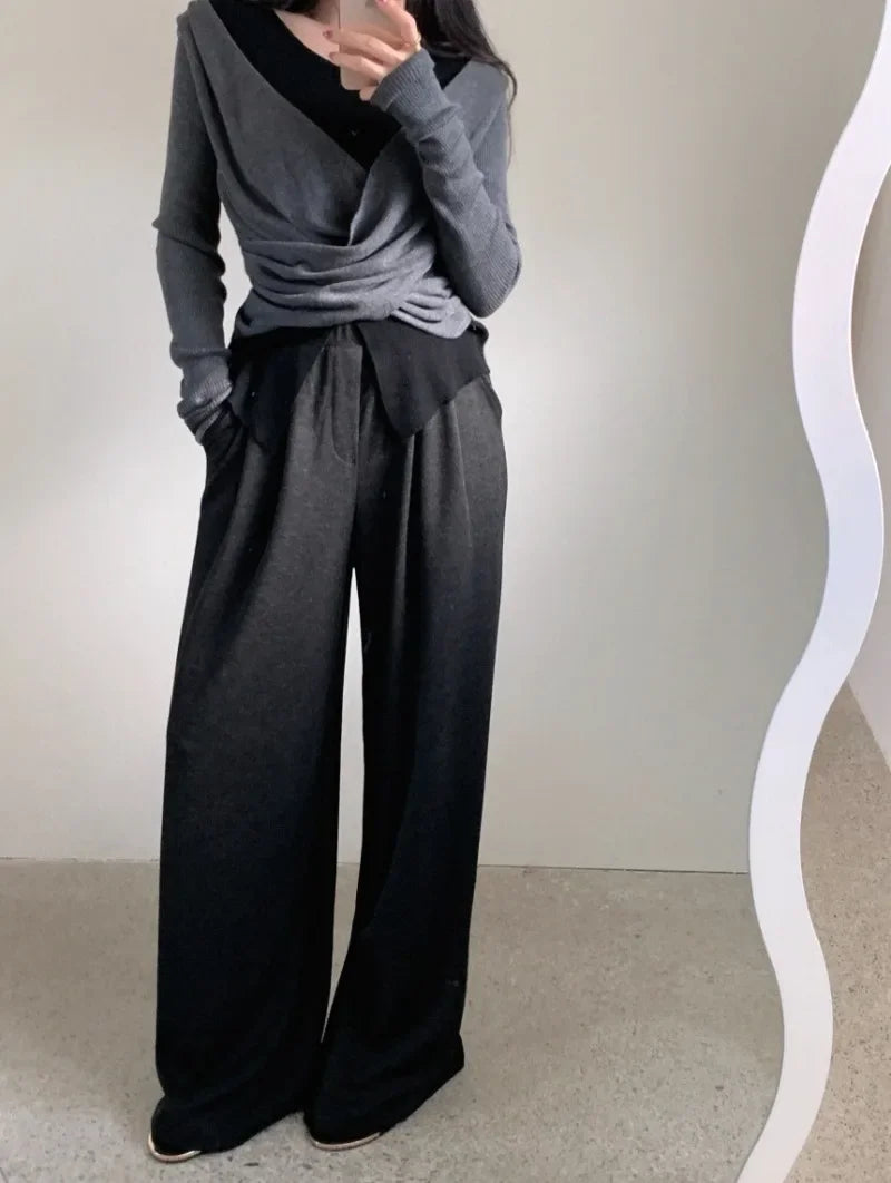 Fake Two-Piece Knitted Sweater Femme SA102