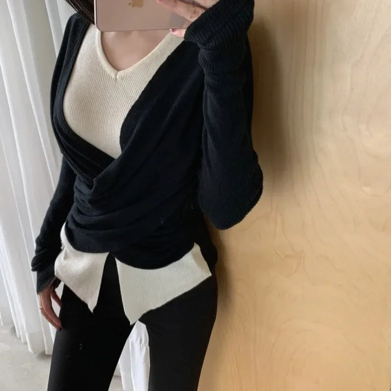 Fake Two-Piece Knitted Sweater Femme SA102
