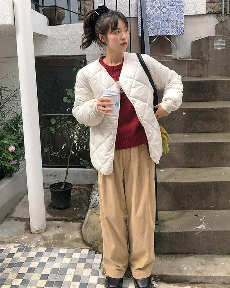 Patterned Loose Versatile Cotton Jacket