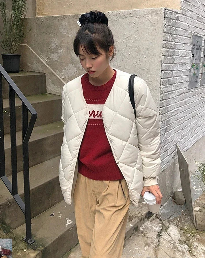 Diamond Patterned Loose Parkas SA029