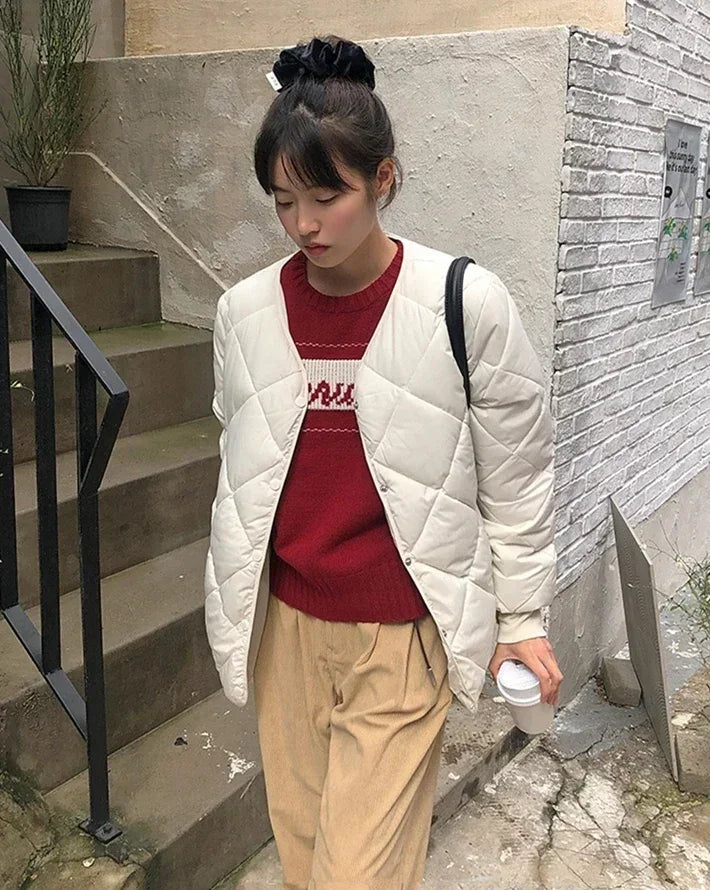 Patterned Loose Versatile Cotton Jacket
