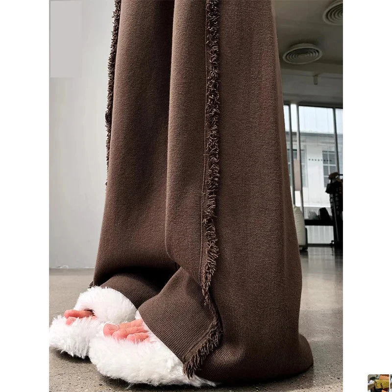 Knitted Pants Femme Drawstring Trousers SA012