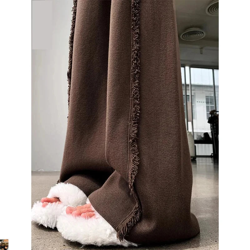 Knitted Pants Femme Drawstring Trousers SA012