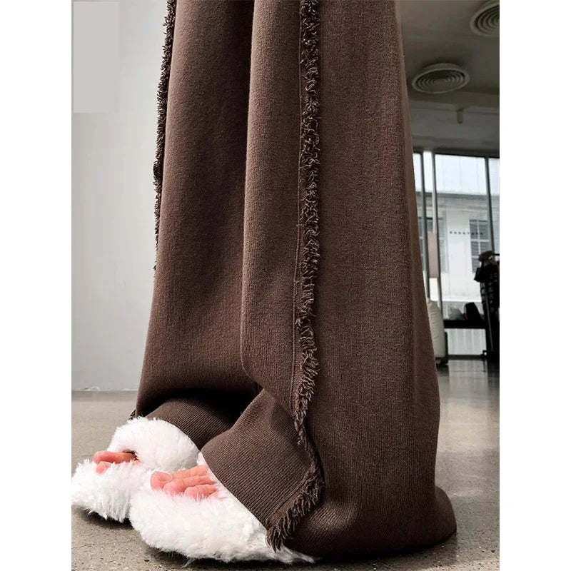 Knitted Pants Femme Drawstring Trousers SA012