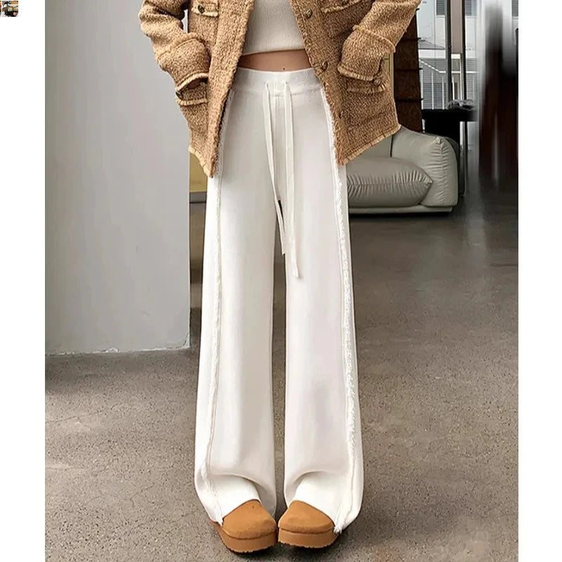 Knitted Pants Femme Drawstring Trousers SA012
