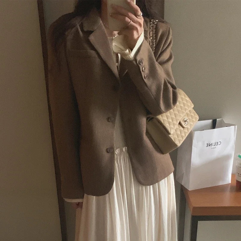 Turn-down Collar Long Sleeve Tailored Coat SA074