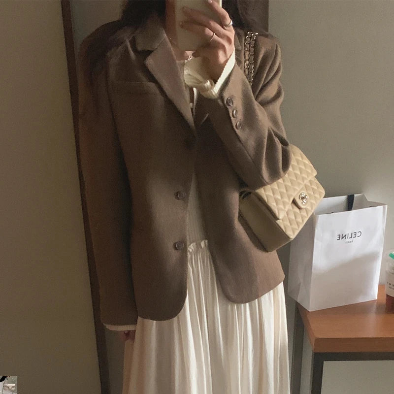 Turn-down Collar Long Sleeve Tailored Coat SA074
