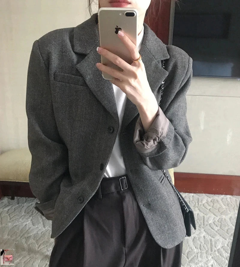 Turn-down Collar Long Sleeve Tailored Coat SA074